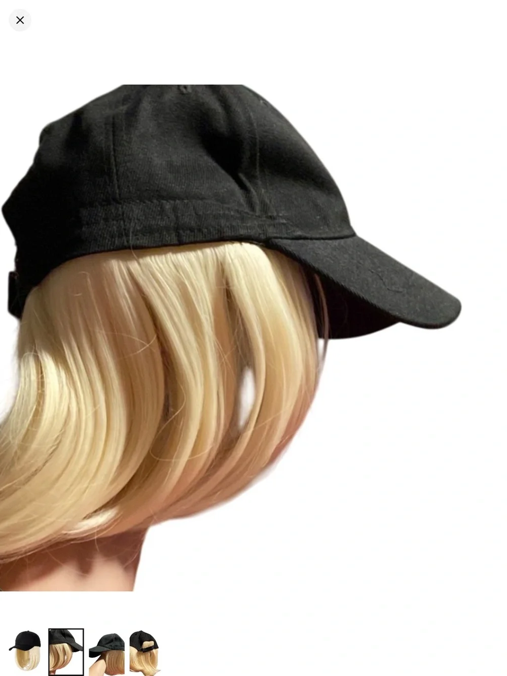 Black Baseball Cap with Blonde Wig - Women Hair